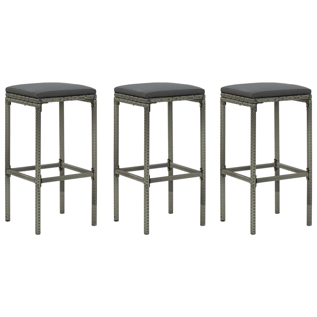 4 pcs conjunto de bar para jardim com almofadões cinzento