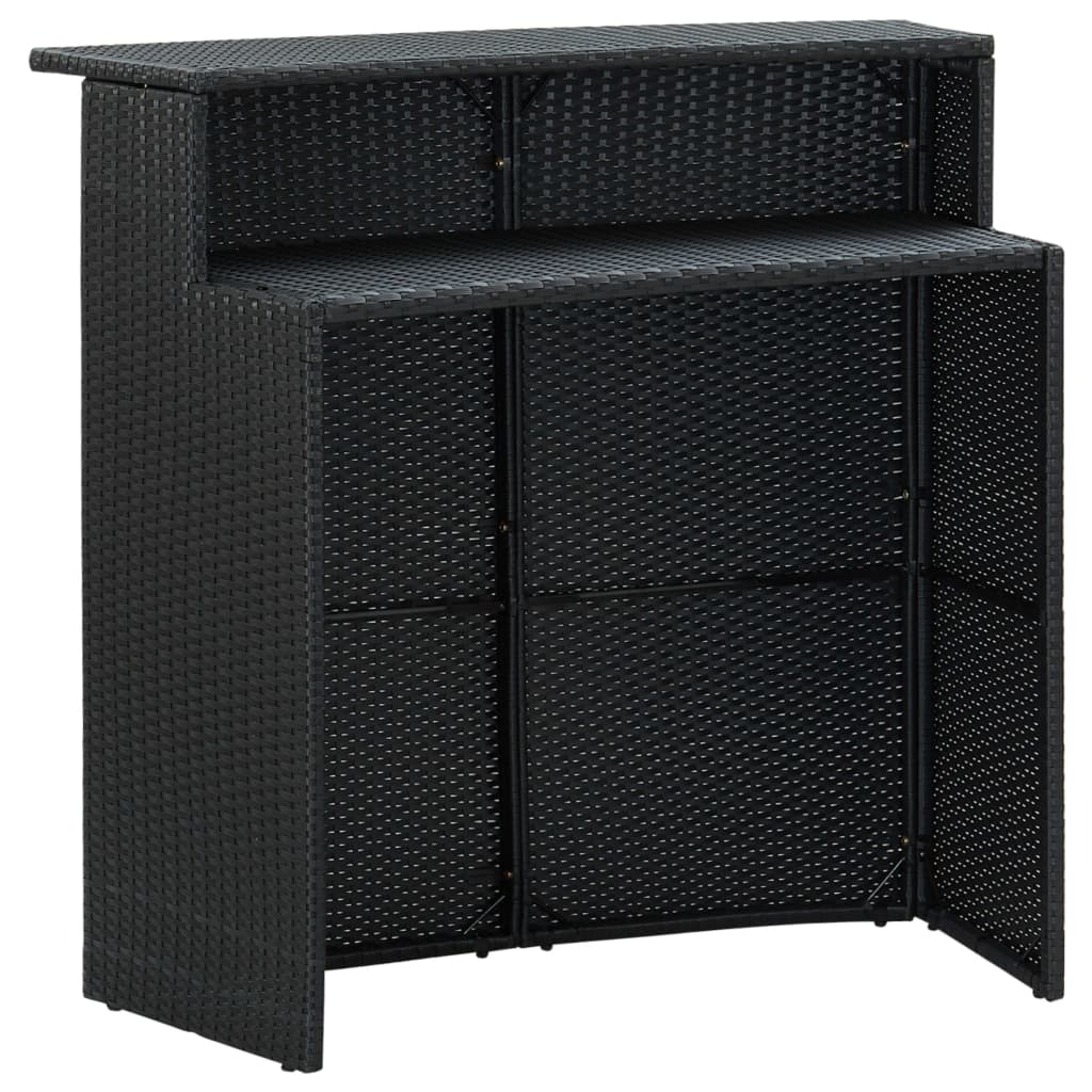 3 pcs conjunto de bar para jardim preto