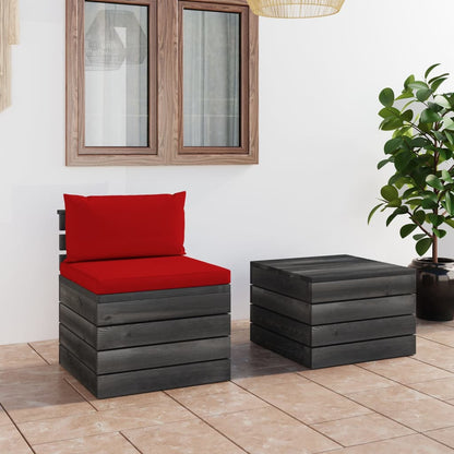 2 pcs conjunto lounge de paletes com almofadões pinho maciço