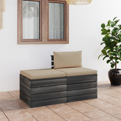 2 pcs conjunto lounge de paletes com almofadões pinho maciço