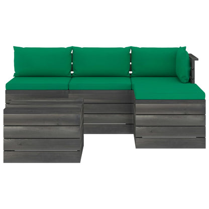 5 pcs conjunto lounge de paletes + almofadões madeira de pinho