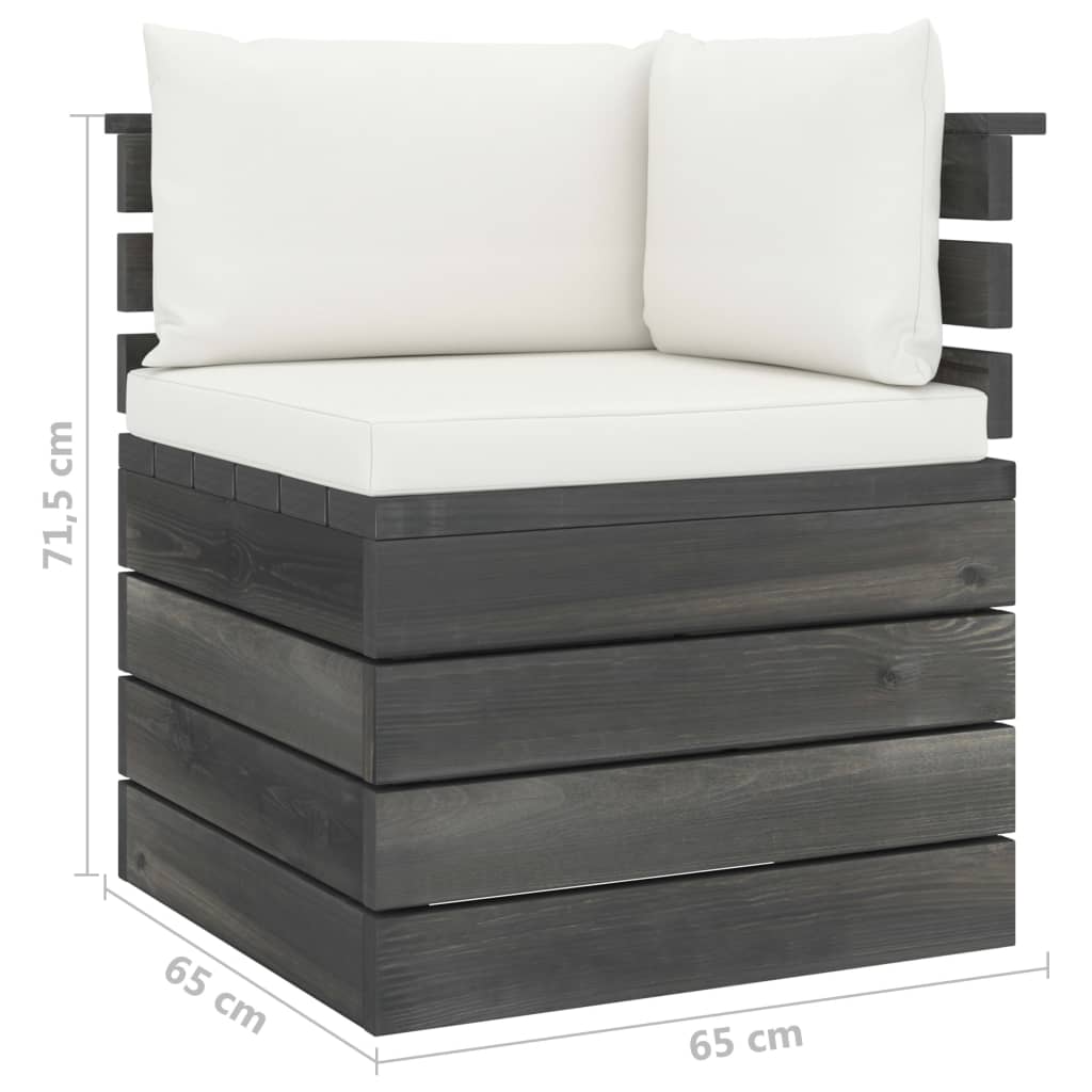 7 pcs conjunto lounge de paletes com almofadões pinho maciço