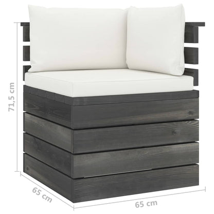 6 pcs conjunto lounge de paletes p/ jardim com almofadões pinho