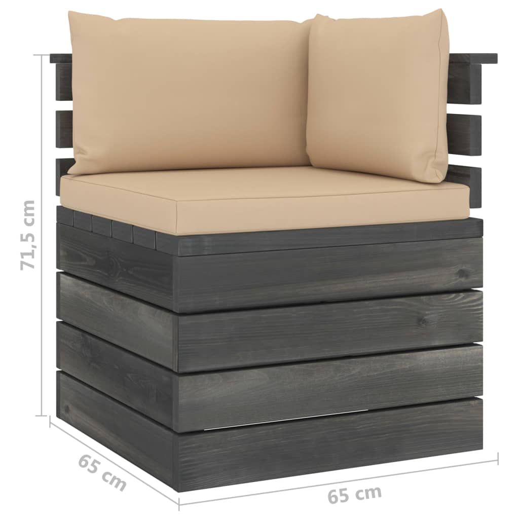 6 pcs conjunto lounge de paletes p/ jardim com almofadões pinho