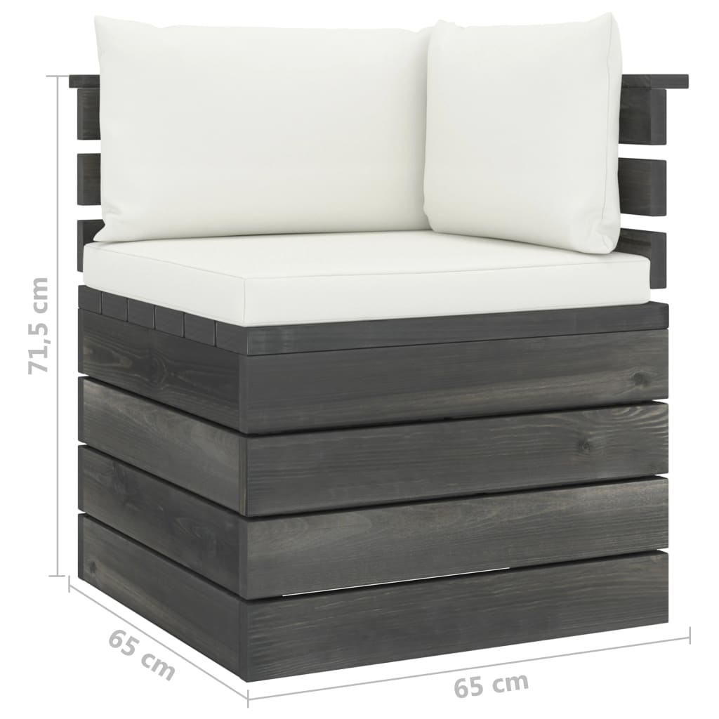 7 pcs conjunto lounge de paletes com almofadões pinho maciço