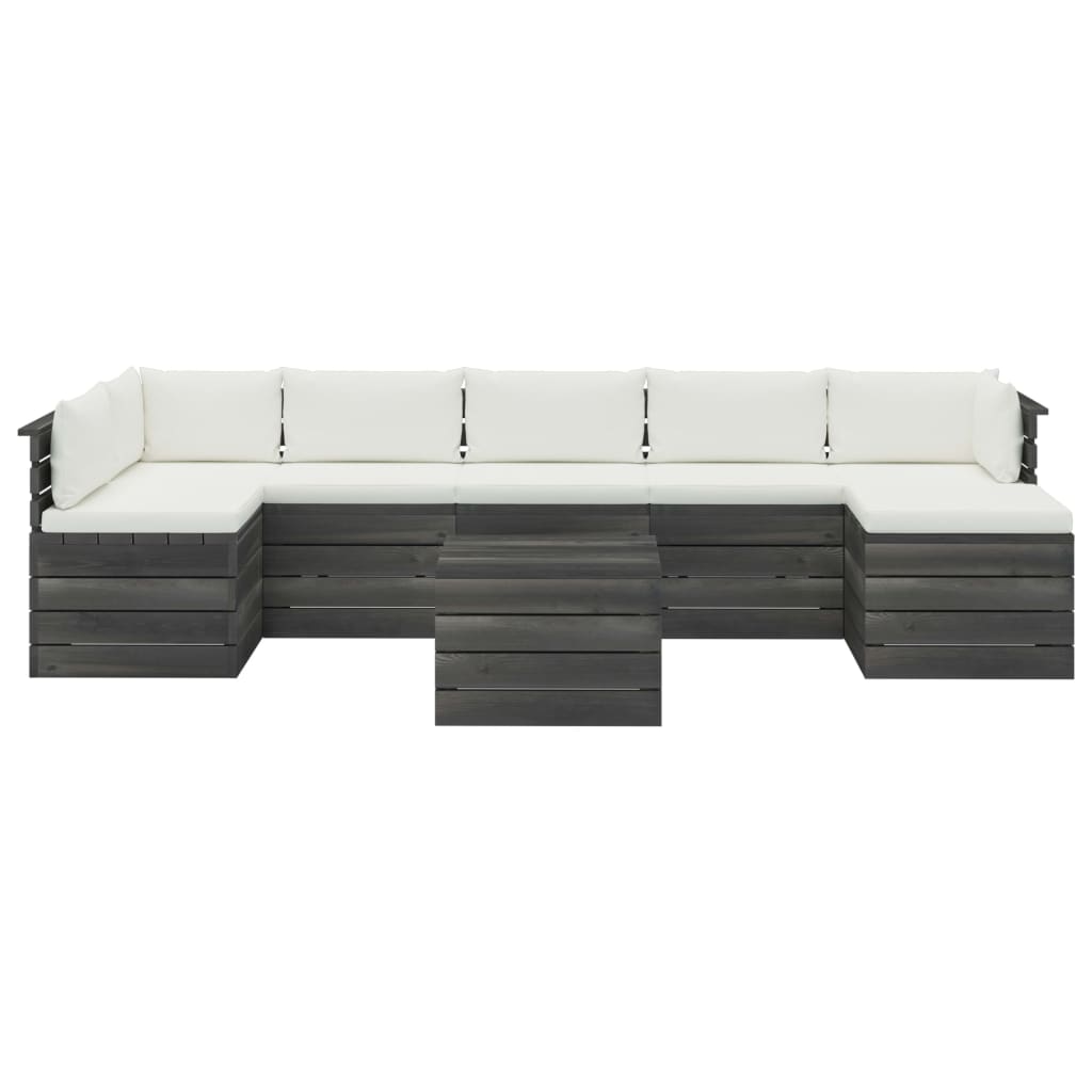 8 pcs conjunto lounge de paletes com almofadões pinho maciço