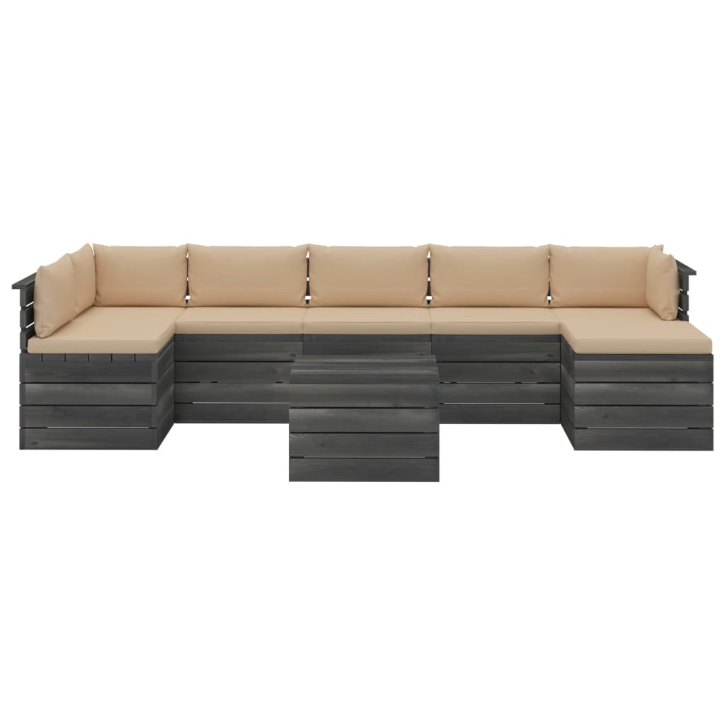 8 pcs conjunto lounge de paletes com almofadões pinho maciço