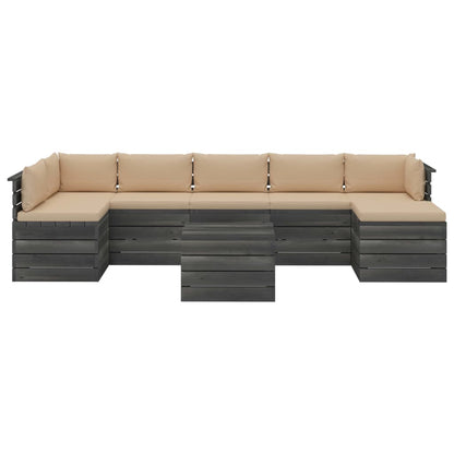 8 pcs conjunto lounge de paletes com almofadões pinho maciço