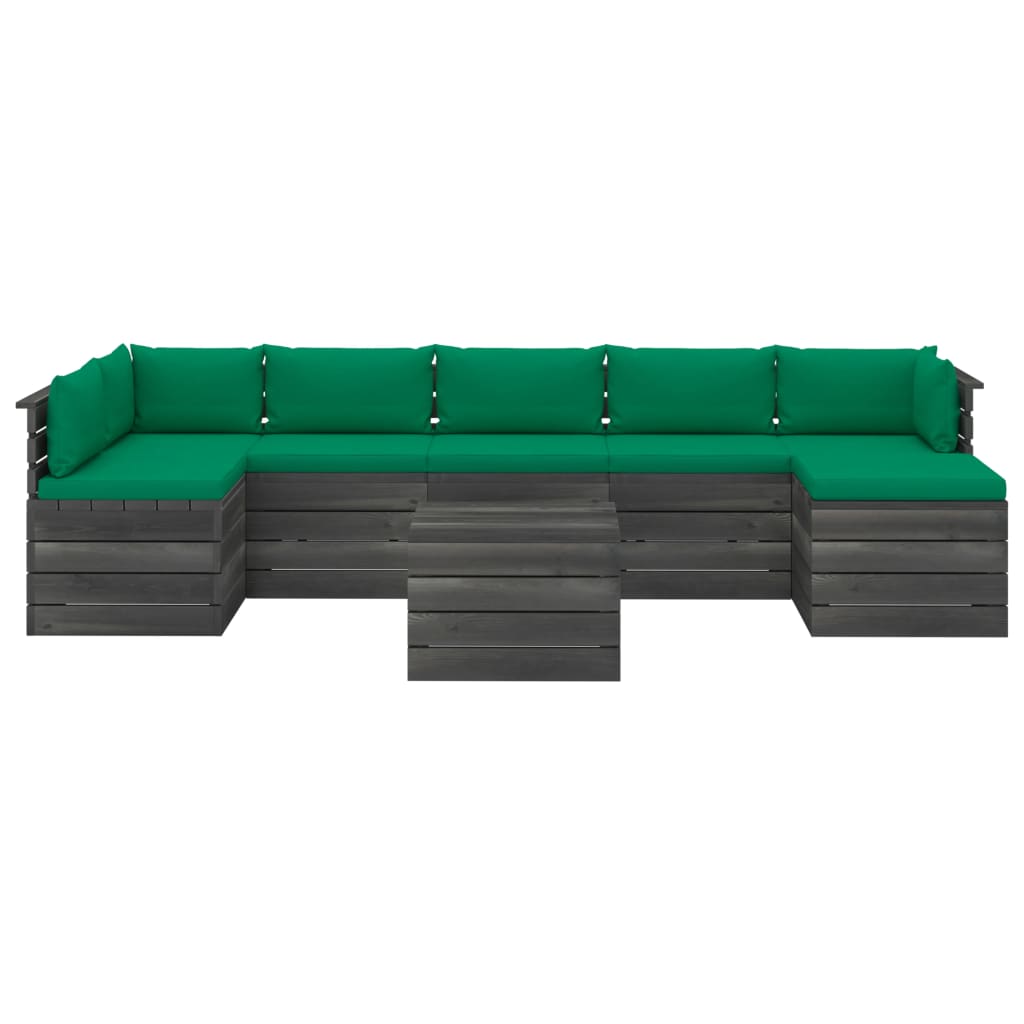 8 pcs conjunto lounge de paletes com almofadões pinho maciço