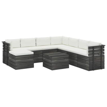 9 pcs conjunto lounge de paletes com almofadões pinho maciço