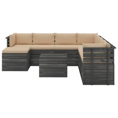 9 pcs conjunto lounge de paletes com almofadões pinho maciço