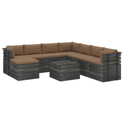 9 pcs conjunto lounge de paletes com almofadões pinho maciço