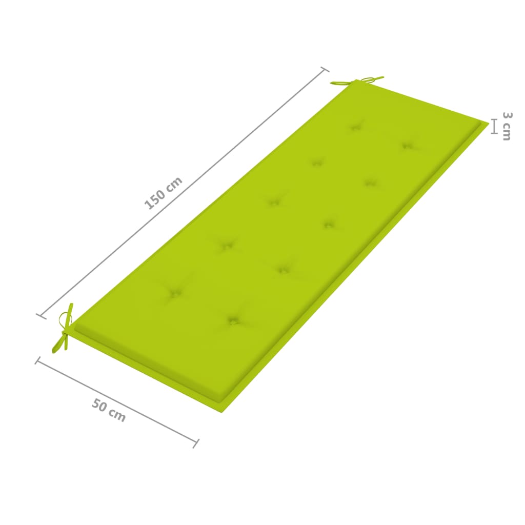 Banco Batávia c/ almofadão verde brilhante 150 cm teca maciça