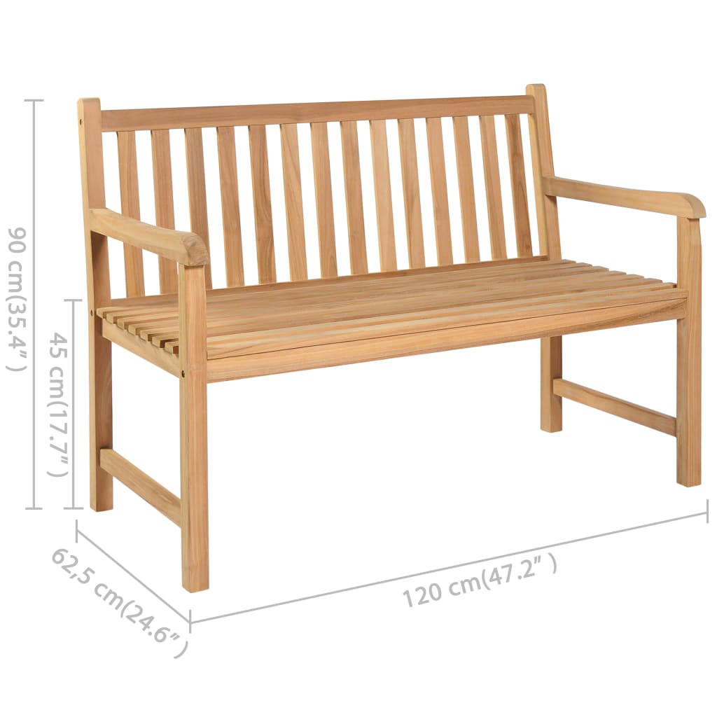 Banco de jardim c/ almofadão bege 120 cm teca maciça