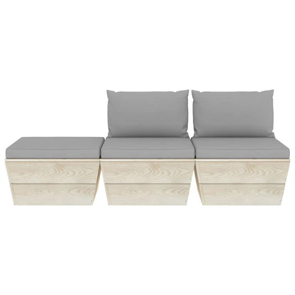 3 pcs conjunto lounge de paletes + almofadões madeira de abeto