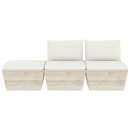 3 pcs conjunto lounge de paletes + almofadões madeira de abeto