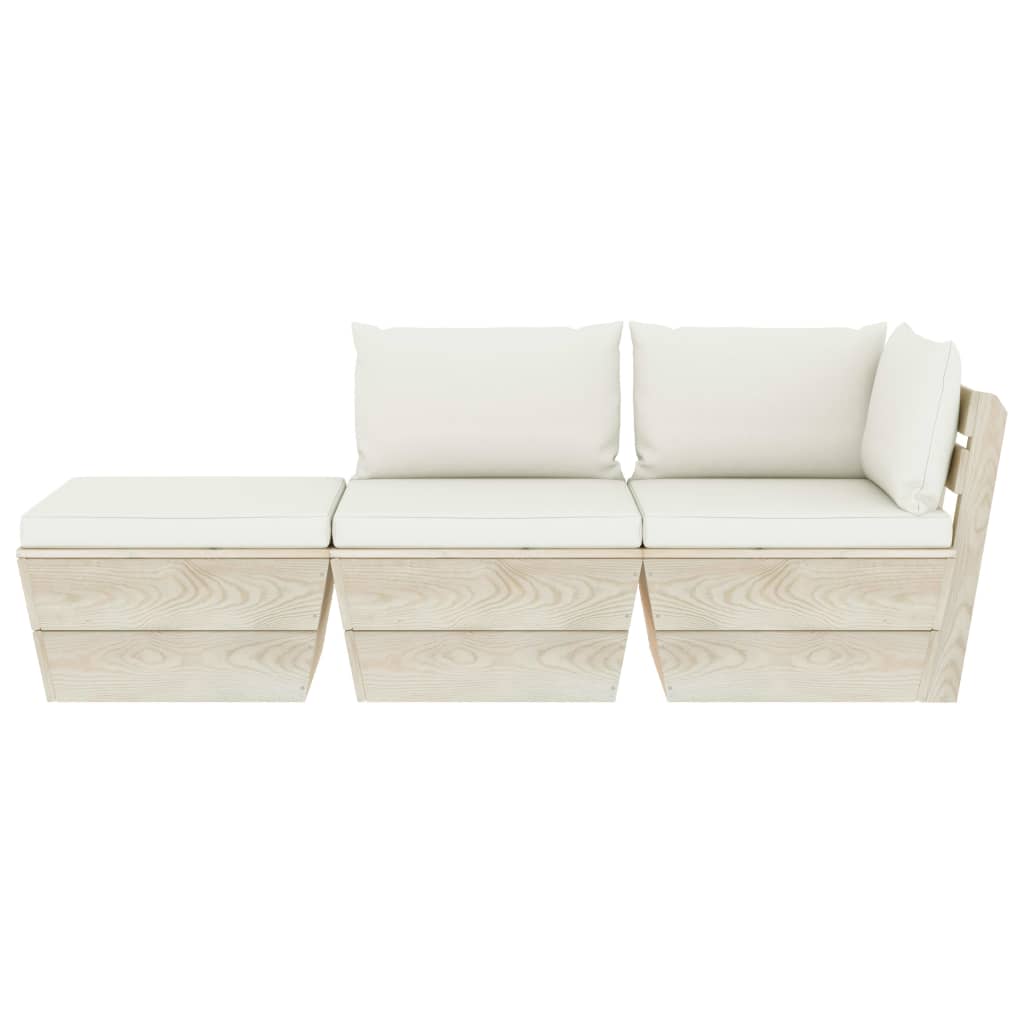 3 pcs conjunto lounge de paletes + almofadões madeira de abeto