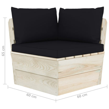 3 pcs conjunto lounge de paletes + almofadões madeira de abeto