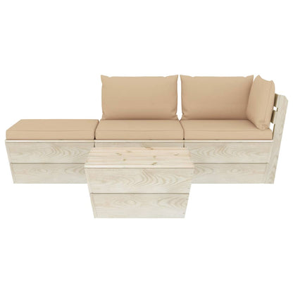 4 pcs conjunto lounge de paletes + almofadões madeira de abeto