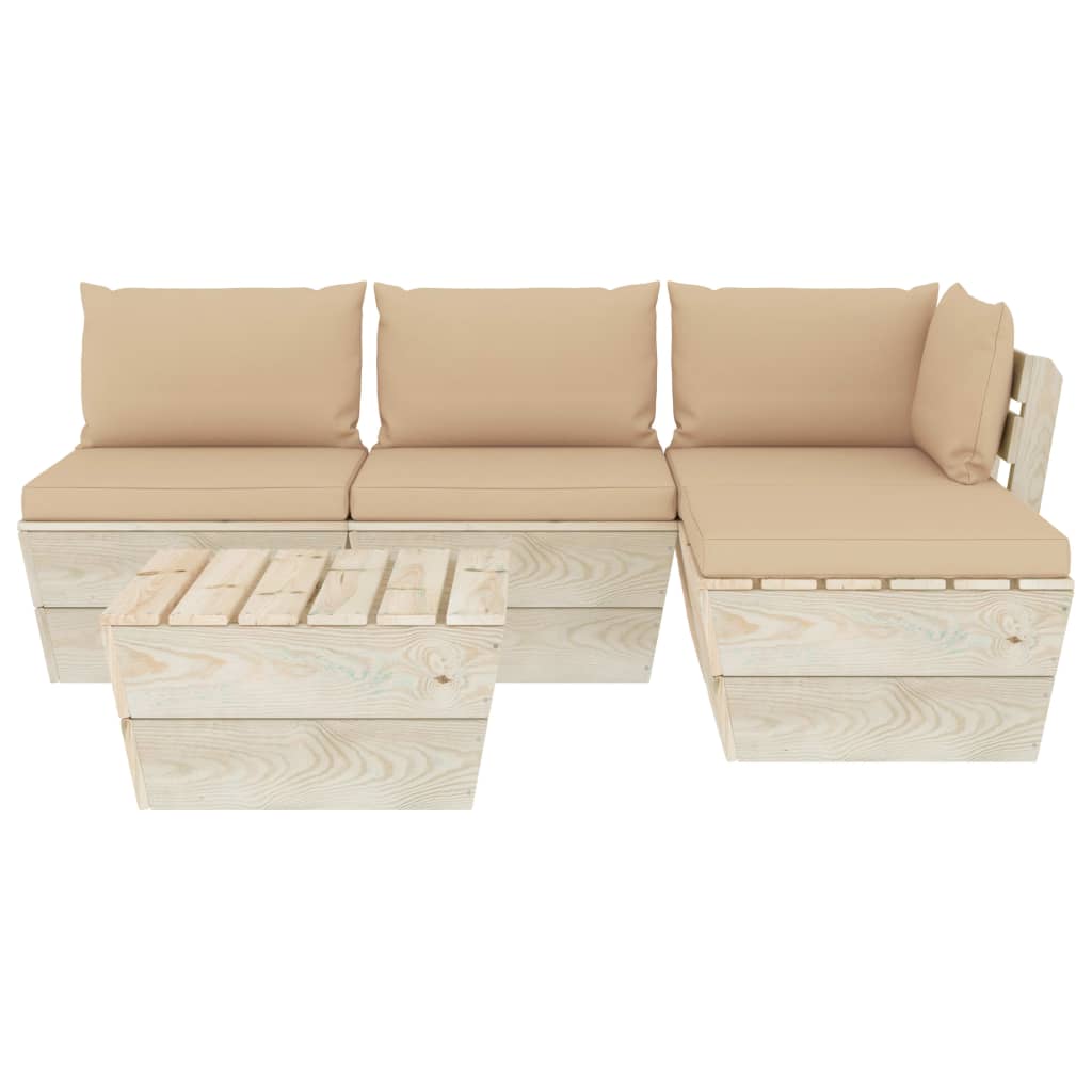 5 pcs conjunto lounge de paletes + almofadões madeira de abeto