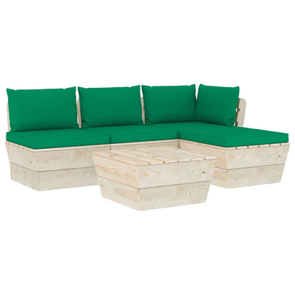 5 pcs conjunto lounge de paletes + almofadões madeira de abeto