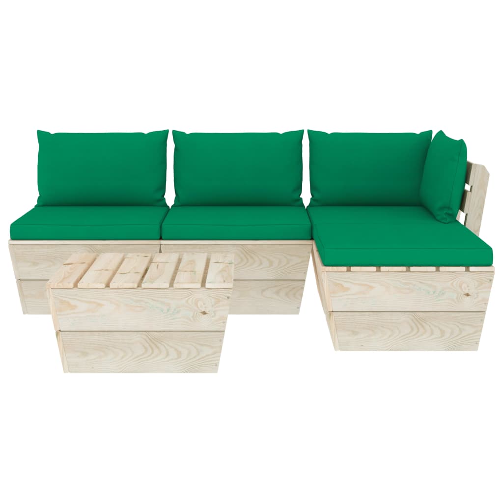 5 pcs conjunto lounge de paletes + almofadões madeira de abeto