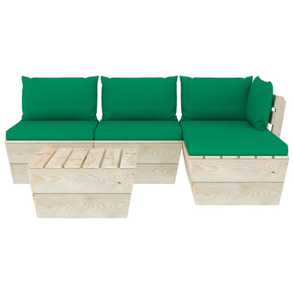 5 pcs conjunto lounge de paletes + almofadões madeira de abeto