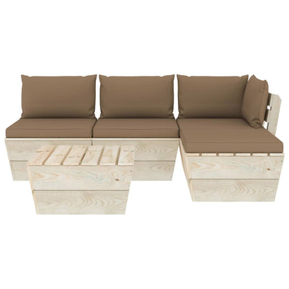 5 pcs conjunto lounge de paletes + almofadões madeira de abeto