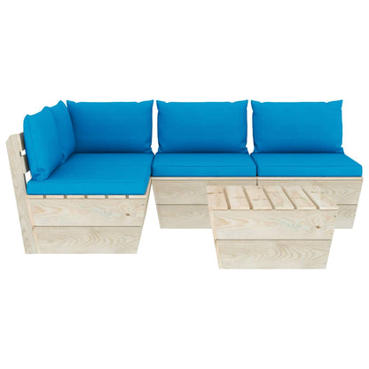 5 pcs conjunto lounge de paletes + almofadões madeira de abeto