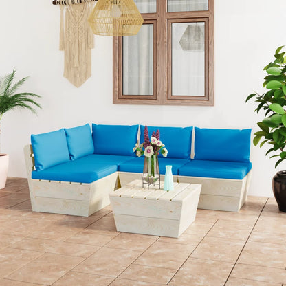 5 pcs conjunto lounge de paletes + almofadões madeira de abeto