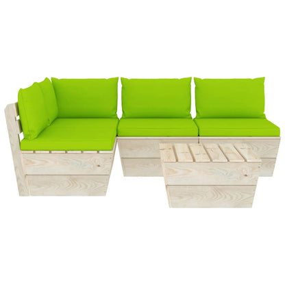 5 pcs conjunto lounge de paletes + almofadões madeira de abeto