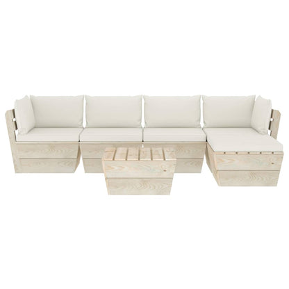 6 pcs conjunto lounge de paletes + almofadões madeira de abeto