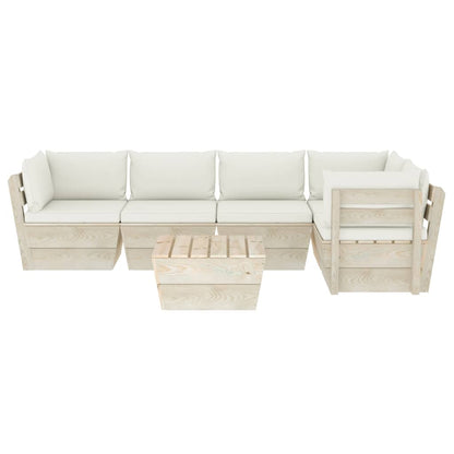 6 pcs conjunto lounge de paletes + almofadões madeira de abeto