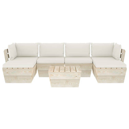 7 pcs conjunto lounge de paletes + almofadões madeira de abeto