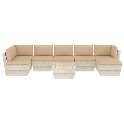 8 pcs conjunto lounge de paletes + almofadões madeira de abeto