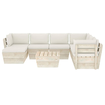 8 pcs conjunto lounge de paletes + almofadões madeira de abeto