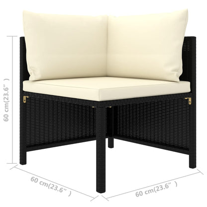 8 pcs conjunto lounge de jardim c/ almofadões vime PE preto