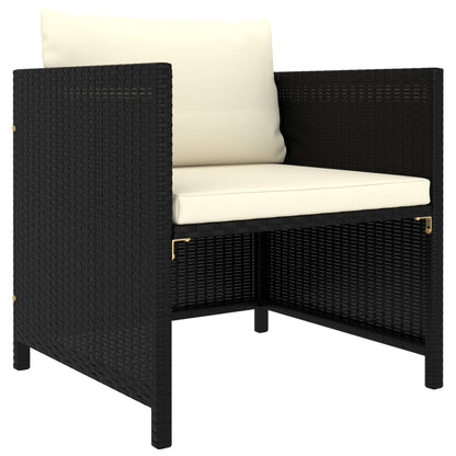 8 pcs conjunto lounge de jardim c/ almofadões vime PE preto