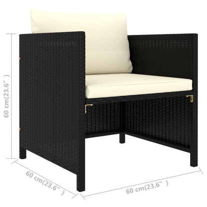 8 pcs conjunto lounge de jardim c/ almofadões vime PE preto