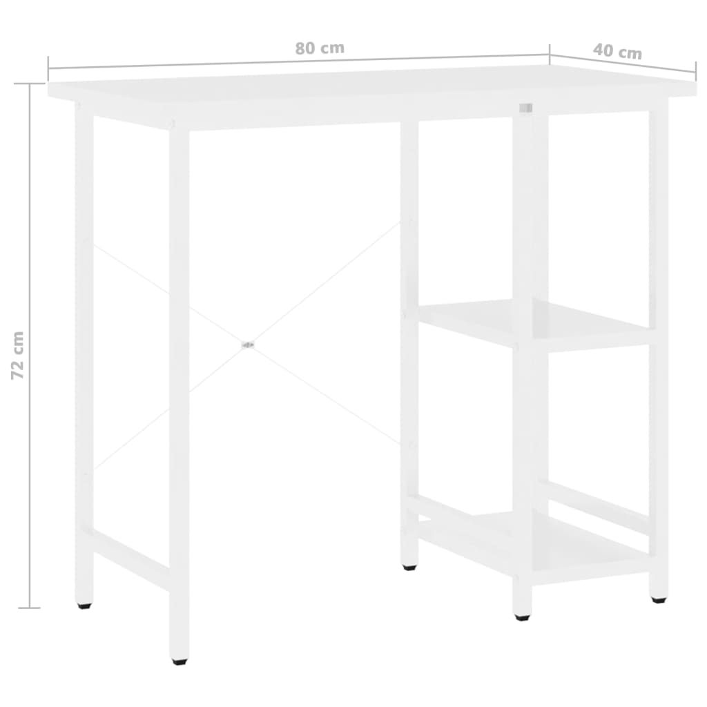 Secretária de computador 80x40x72 cm MDF e metal branco