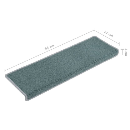 Tapete/carpete para escadas 15 pcs 65x21x4 cm azul