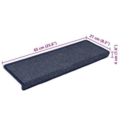 Tapete/carpete para escadas 15 pcs 65x21x4 cm cinzento e azul