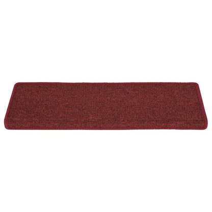 Tapete/carpete para escadas 15 pcs 65x21x4 cm vermelho fosco