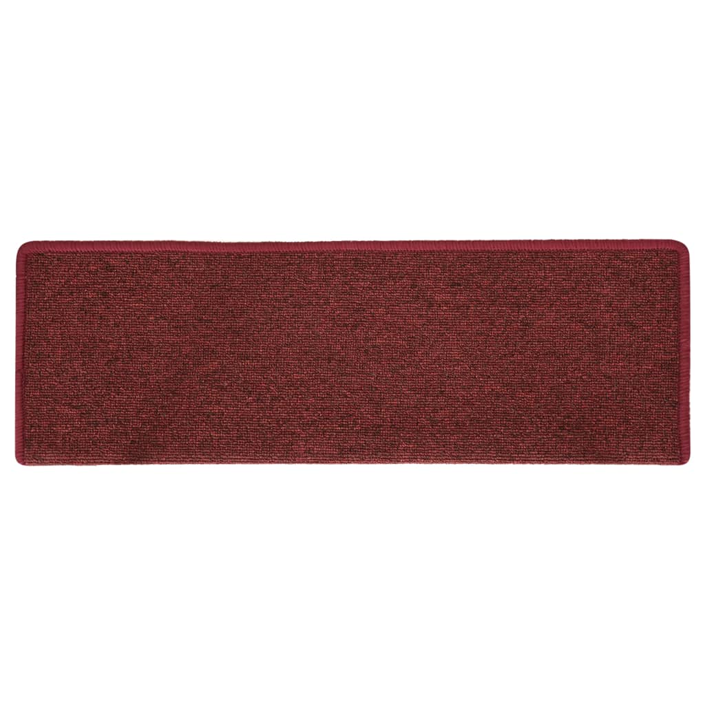 Tapete/carpete para escadas 15 pcs 65x21x4 cm vermelho fosco