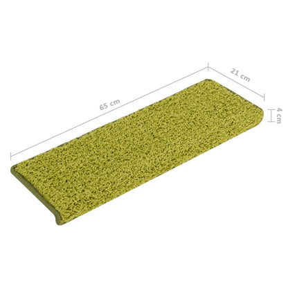 Tapete/carpete para degraus 15 pcs 65x21x4 cm verde