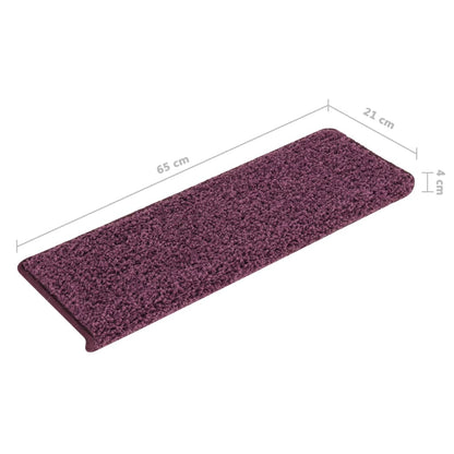 Tapete/carpete para degraus 15 pcs 65x21x4 cm roxo-escuro