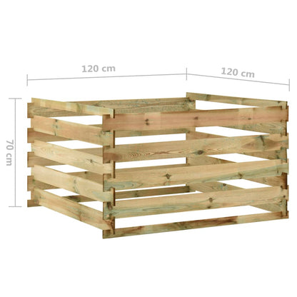 Caixa de compostagem ripada 120x120x70 cm pinho impregnado