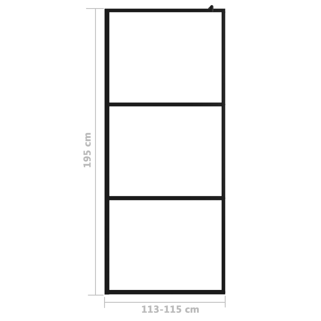 Divisória de chuveiro vidro transparente ESG 115x195 cm preto