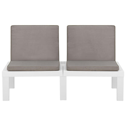 3 pcs conjunto lounge de jardim com almofadões plástico branco