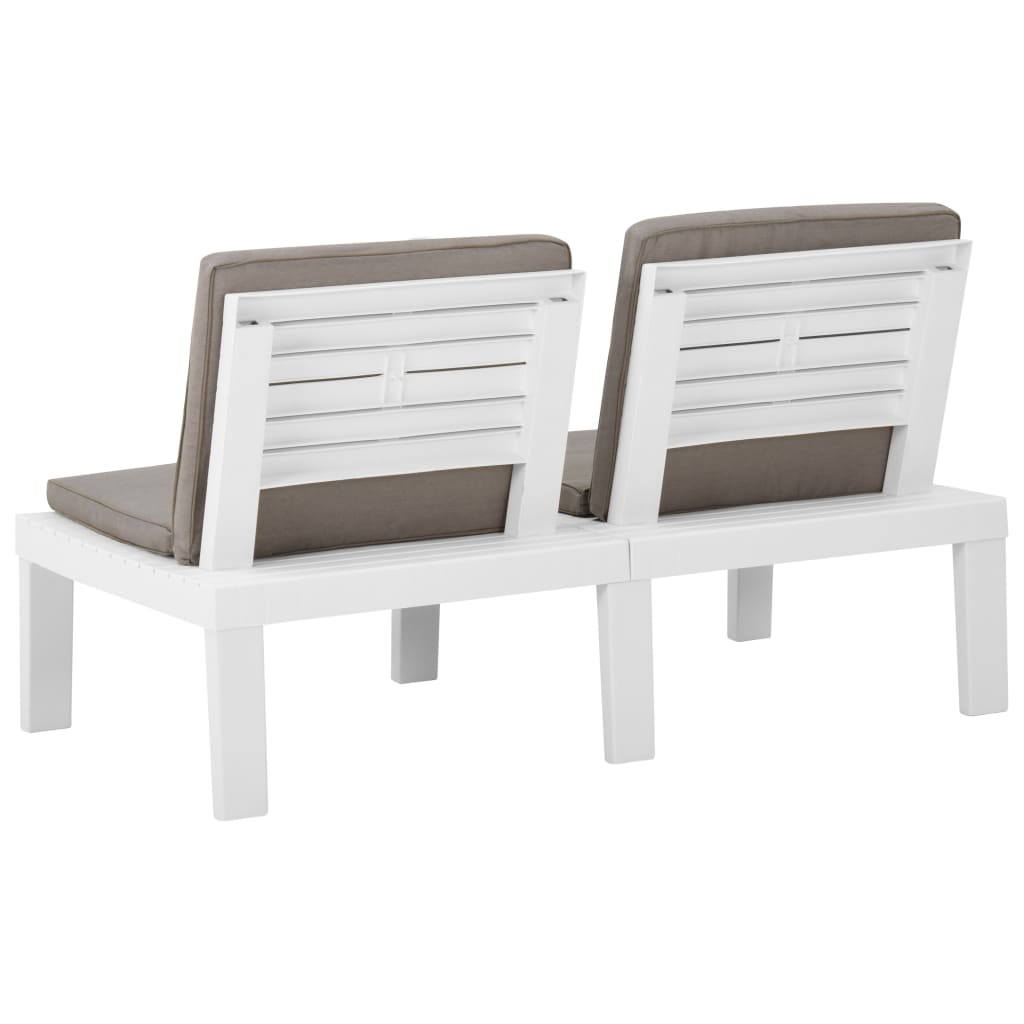 3 pcs conjunto lounge de jardim com almofadões plástico branco